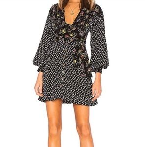 Free People Floral Black Mini Dress